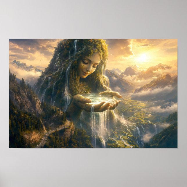 Affiche de la déesse de la Terre berçant la lumièr (Devant)