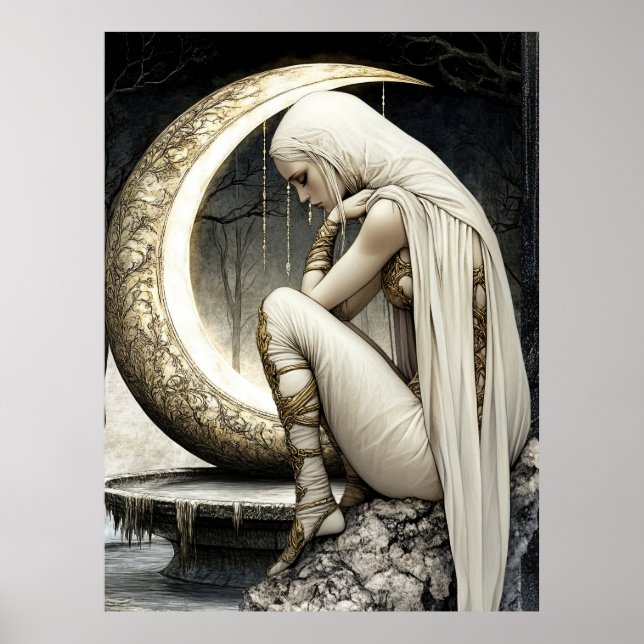 Affiche de la déesse du croissant de lune enchanté (Devant)