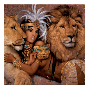 Affiche de la déesse lionne princesse égyptienne