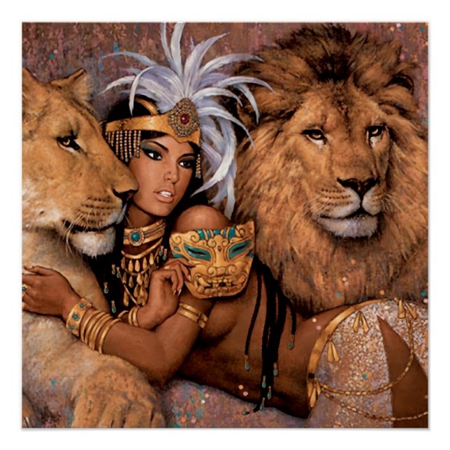 Affiche de la déesse lionne princesse égyptienne (Devant)