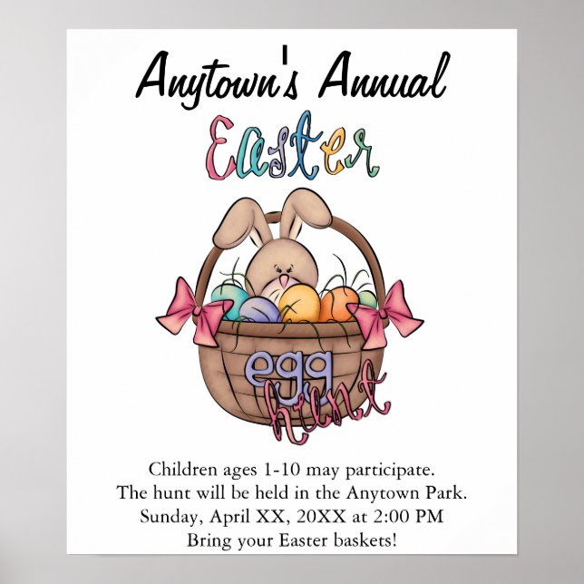 Affiche de la Faire-part de chasse aux oeufs de Pâ (Devant)