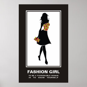 Affiche de la Fashion girl rouge vert empreinte de