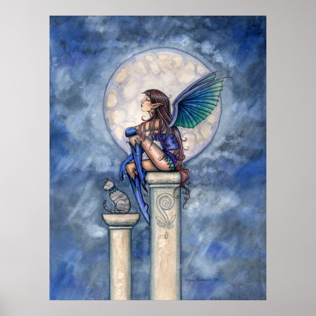Affiche de la fée de la lune indigo et du chat (Devant)
