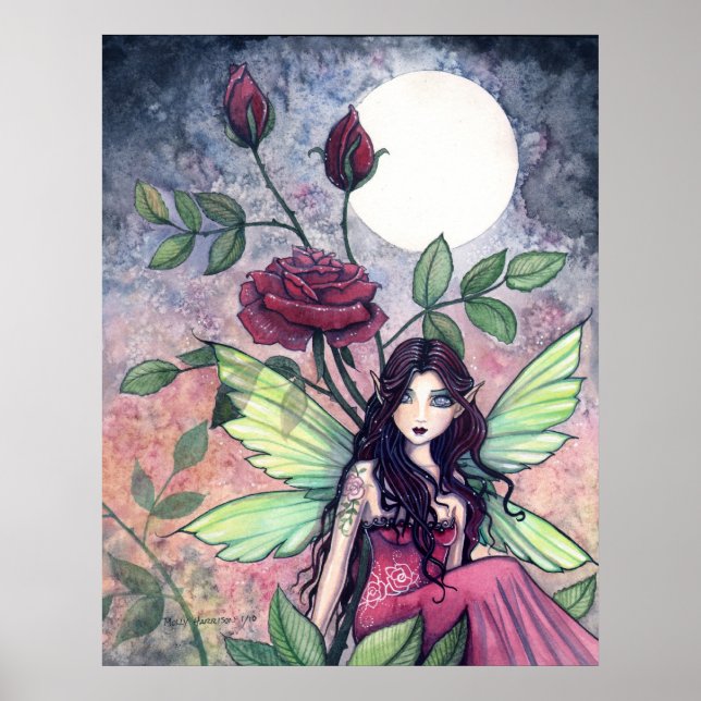 Affiche de la Fée de la Rose Rouge gothique par Mo (Devant)