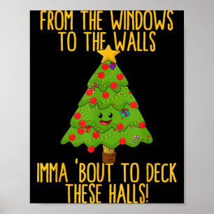 Affiche De la fenêtre au mur de l'arbre de Noël Em Xmas