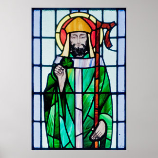 affiche de la fenêtre en vitrail st patrick