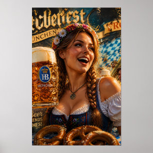Affiche de la fête bavaroise Joie et Bière dorée