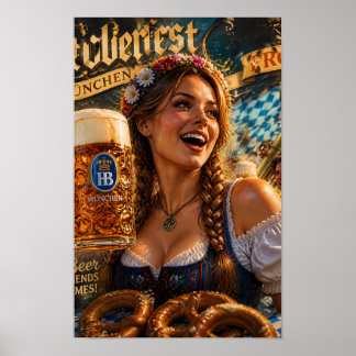 Affiche de la fête bavaroise Joie et Bière dorée