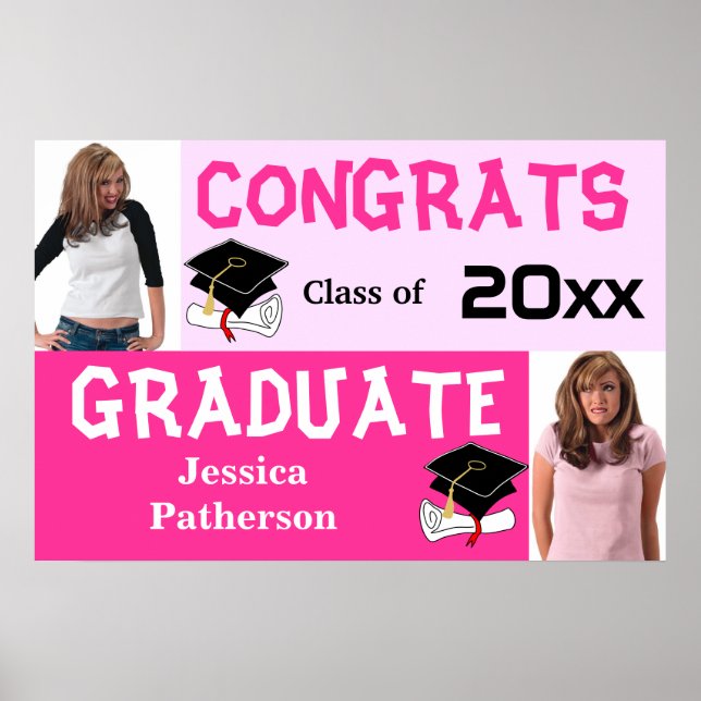Affiche de la fête de graduation Ajouter photo ros (Devant)