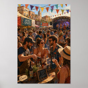 Affiche de la fête de rue ensoleillée