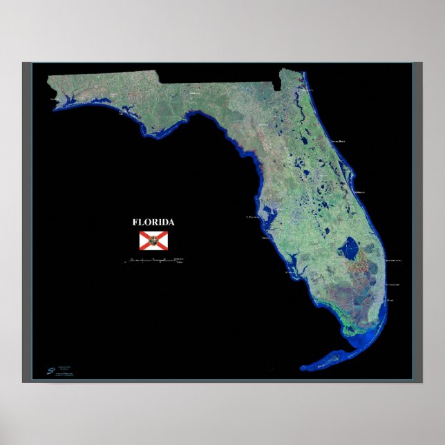 Affiche de la Floride vue de l'espace par satellit (Devant)