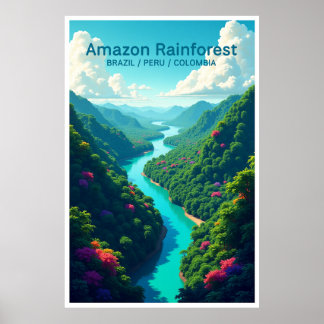 Affiche de la forêt amazonienne Brésil Pérou Colom