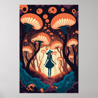 Affiche de la forêt de champignons magiques | Art