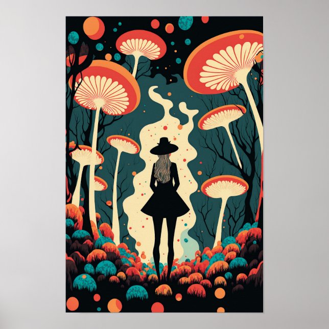 Affiche de la forêt de champignons magiques | Art  (Devant)
