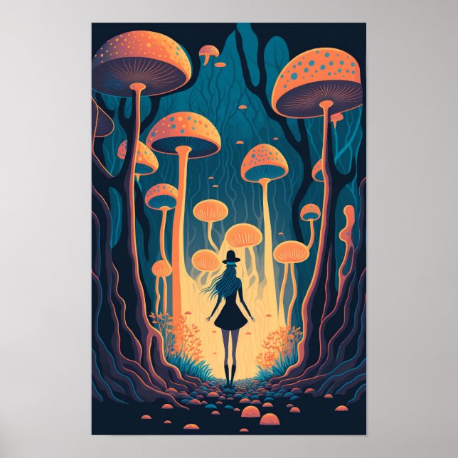 Affiche de la forêt de champignons magiques | Art  (Devant)
