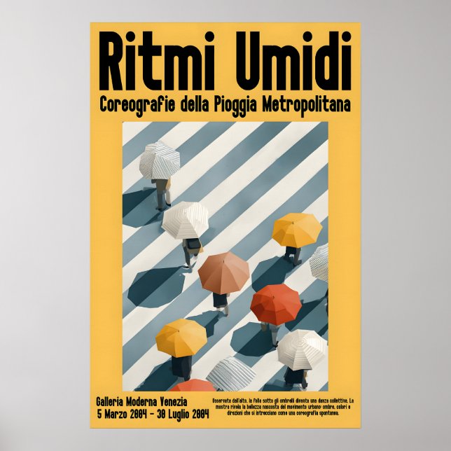 Affiche de la foule au parapluie Impression graphi (Devant)