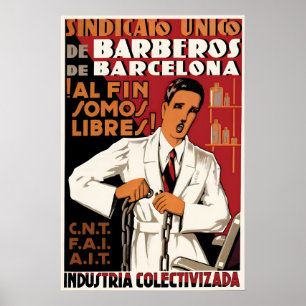 Affiche de la guerre civile espagnole Barbiers de 