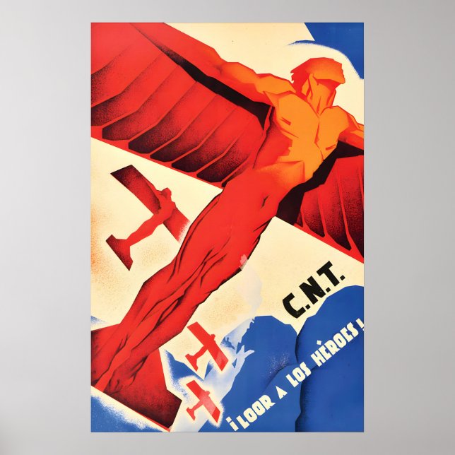 Affiche de la guerre civile espagnole CNT Louange  (Devant)