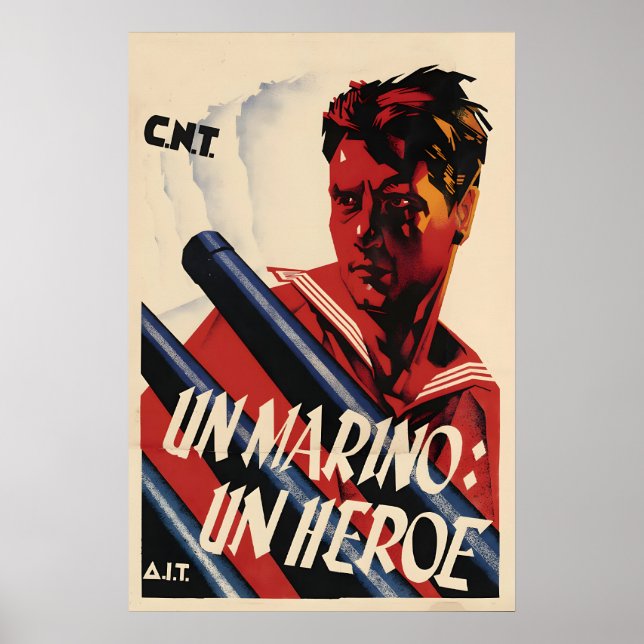 Affiche de la guerre civile espagnole CNT Un marin (Devant)