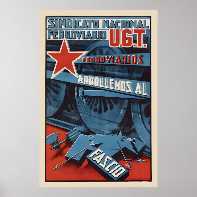 Affiche de la Guerre Civile Espagnole Les cheminot (Devant)