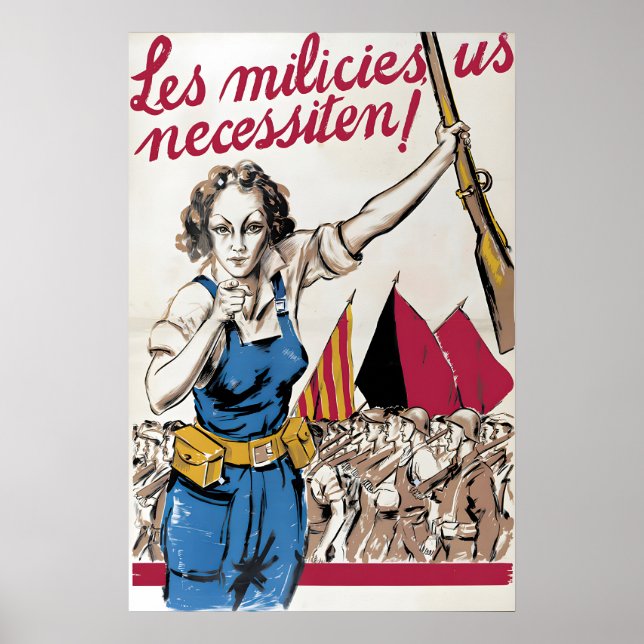 Affiche de la Guerre Civile Espagnole Les milices  (Devant)