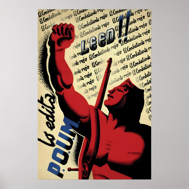 Affiche de la guerre civile espagnole POUM LEED (Devant)
