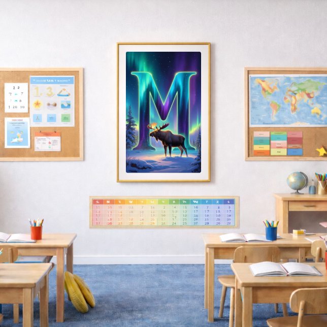 Affiche de la lettre M Aurore | Art des aurores bo (Créateur téléchargé)