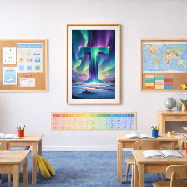 Affiche de la lettre T Aurore | Art des aurores bo (Créateur téléchargé)