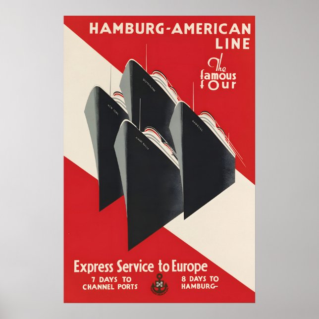 Affiche de la ligne Hambourg-Amérique Services Exp (Devant)