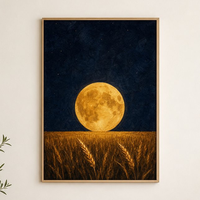 Affiche de la Lune de la Moisson Champ de Blé à l' (Shown framed for scale. Poster ships unframed; frames are an optional add-on.)