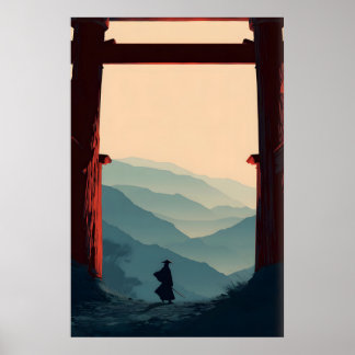 Affiche de la montagne Samouraï, Swordsman solitai