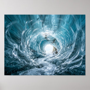 Affiche de la nature Tunnel de glace glaciaire ble