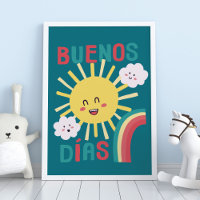Affiche de la nurserie Art Soleil Heureux Bleu en