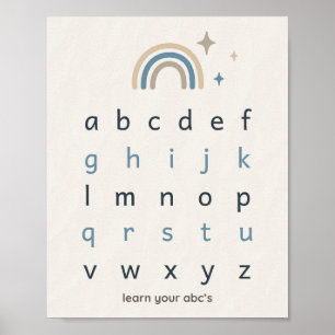Affiche de la nurserie d'alphabet imprimé Boho neu