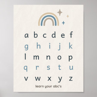 Affiche de la nurserie d'alphabet imprimé Boho neu