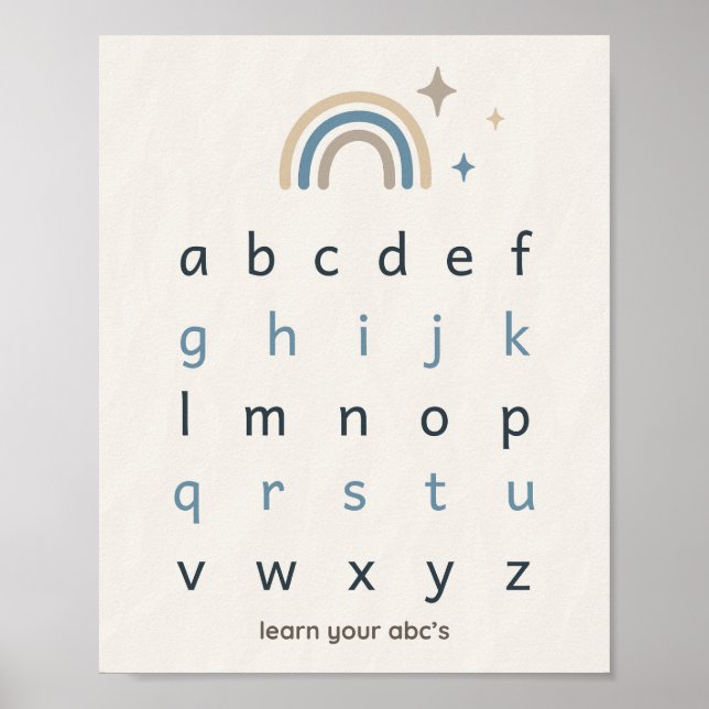 Affiche de la nurserie d'alphabet imprimé Boho neu (Devant)