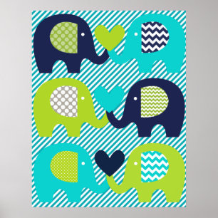 Affiche de la nurserie de l'amour des éléphants