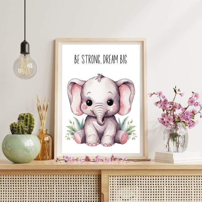 Affiche de la nurserie des éléphants – Soyez forts (Créateur téléchargé)