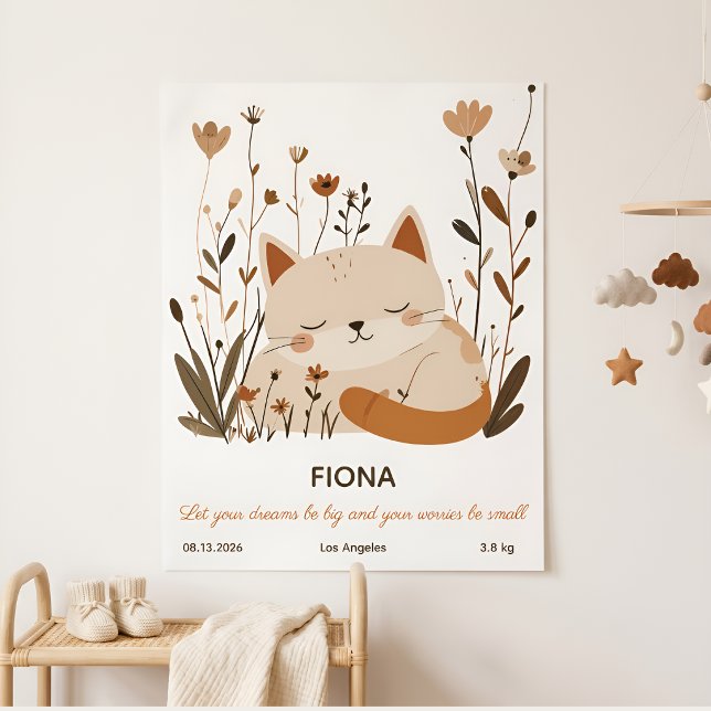 Affiche de la nursery florale de chaton dormant do (Créateur téléchargé)