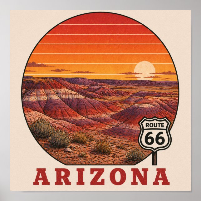 Affiche de la Painted Desert Route 66 Arizona (Devant)