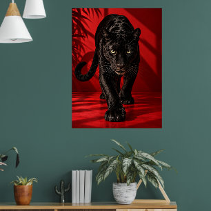 Affiche de la Panthère Noire, Rouge et Noir Sauvag