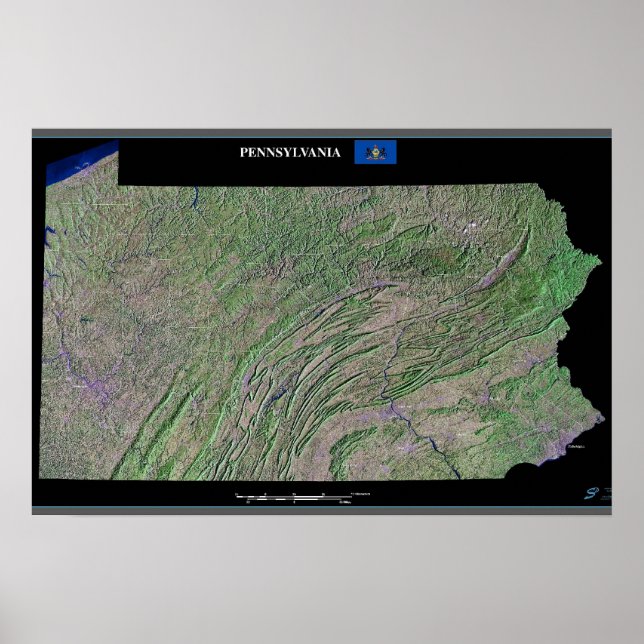 Affiche de la Pennsylvanie vue de satellite dans l (Devant)