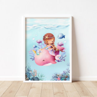 Affiche de la pépinière de baleine rose de Mermaid
