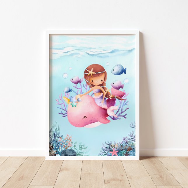 Affiche de la pépinière de baleine rose de Mermaid (Créateur téléchargé)