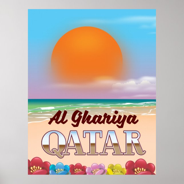 Affiche de la plage d'Al Ghariya au Qatar (Devant)