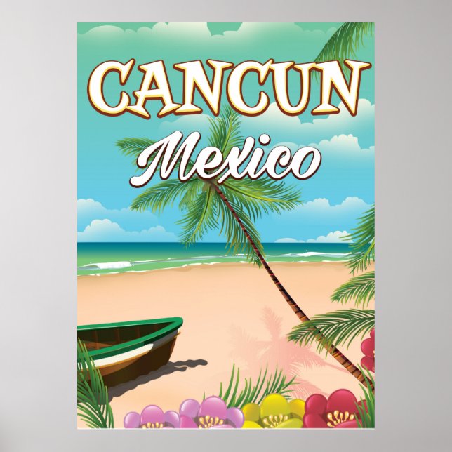 Affiche de la plage de Cancun au Mexique (Devant)
