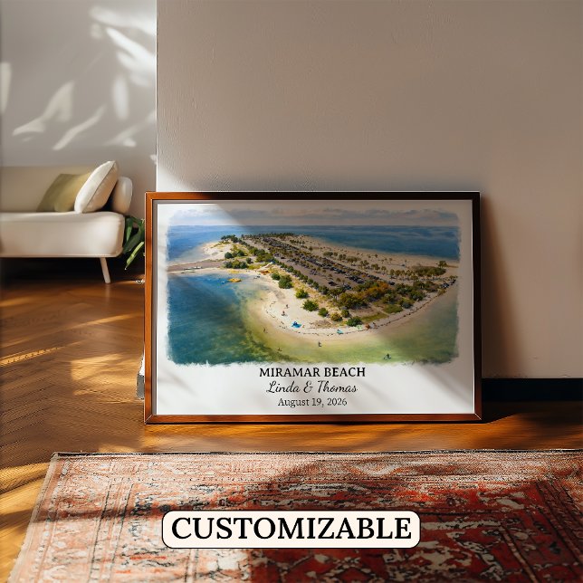 Affiche de la plage de Miramar Floride, Aquarelle, (Créateur téléchargé)