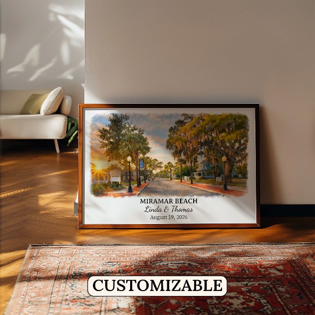 Affiche de la plage de Miramar Floride, Aquarelle, (Créateur téléchargé)