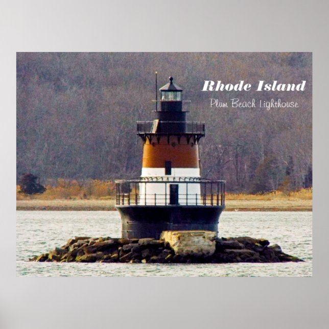 Affiche de la plage de prune de l'île Rhode (Devant)