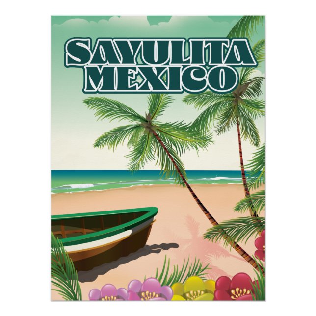 Affiche de la plage de Sayulita au Mexique (Devant)